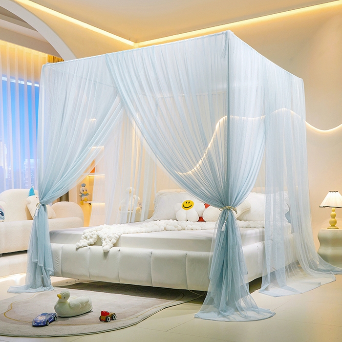 91家纺网 家纺一手货源 找家纺 青竹苑 2026新款简约落地蚊帐 落地简约-冰莓蓝 