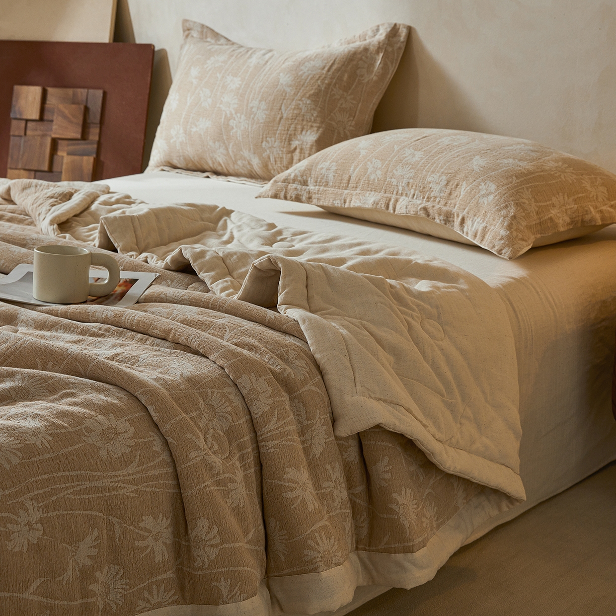 91家纺网 家纺一手货源 找家纺 熙宴家纺 2026新款色织提花棉麻脱脂棉花夏被 被子被芯 棉麻-雏菊