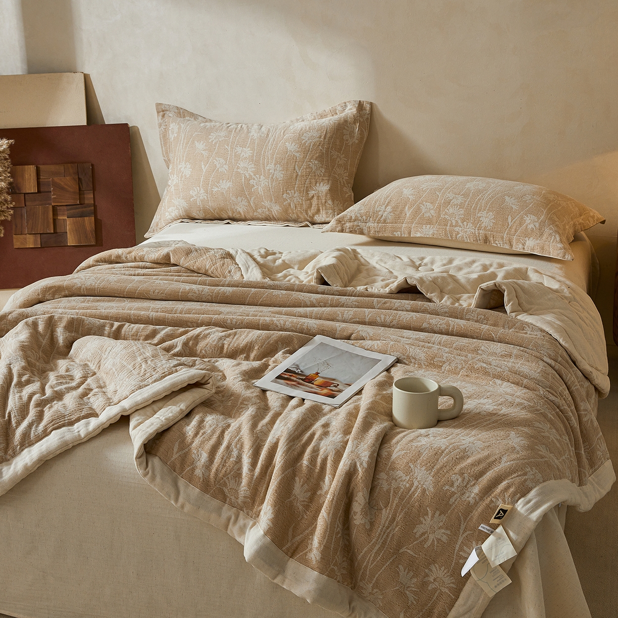 91家纺网 家纺一手货源 找家纺 熙宴家纺 2026新款色织提花棉麻脱脂棉花夏被 被子被芯 棉麻-雏菊