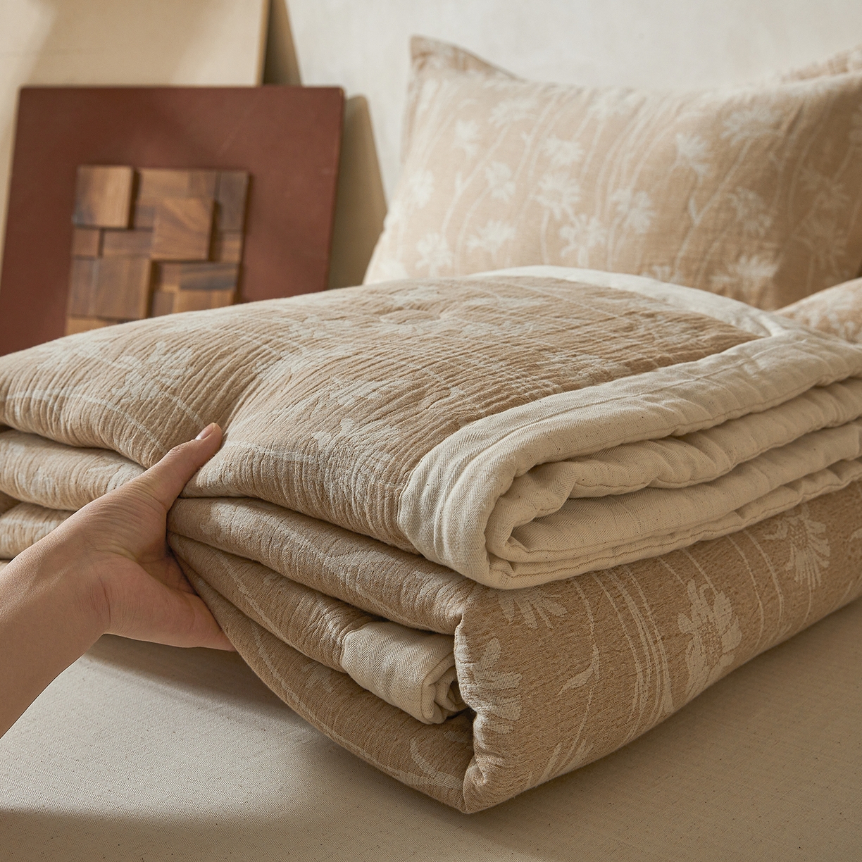 熙宴家纺 2026新款色织提花棉麻脱脂棉花夏被 被子被芯 棉麻-雏菊