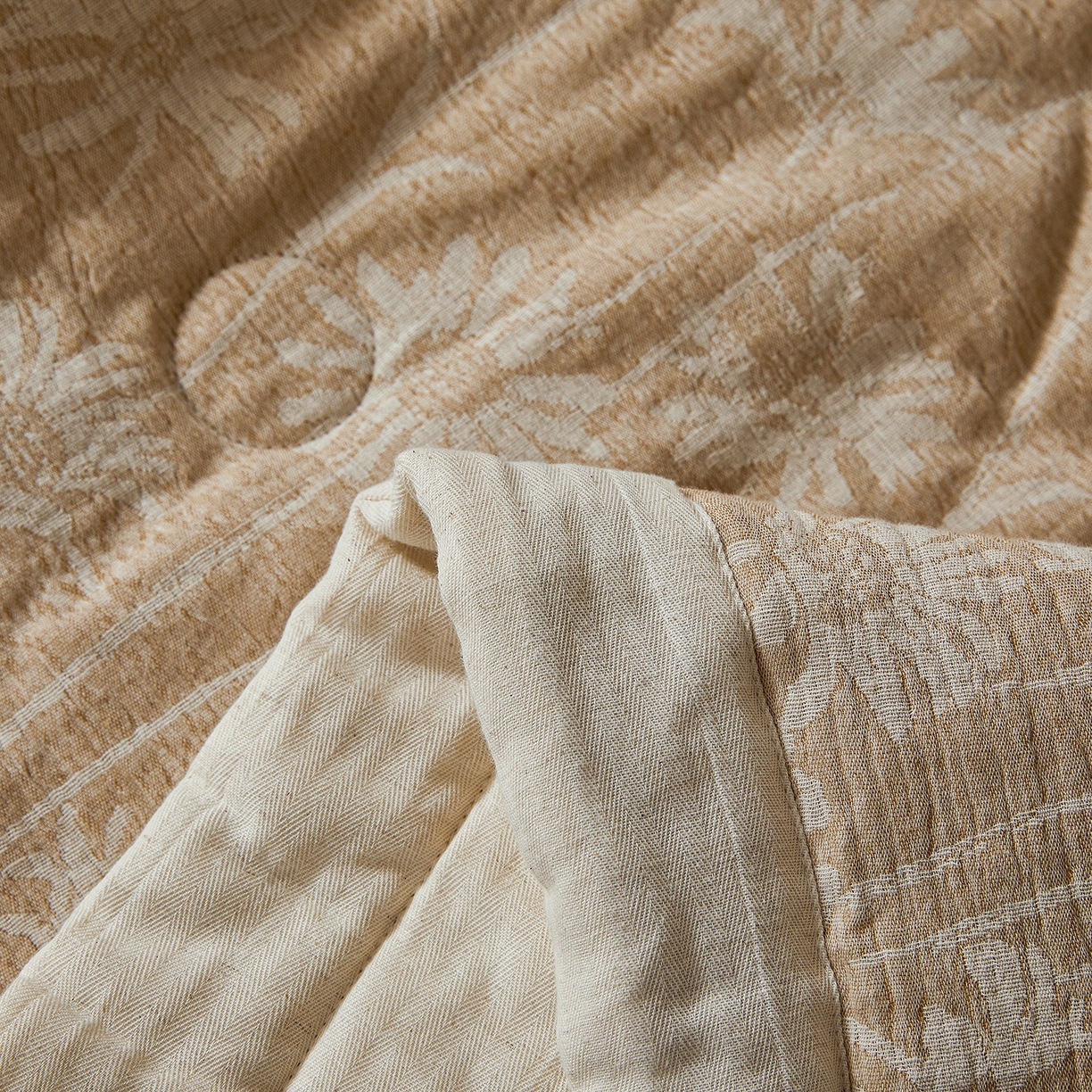 91家纺网 家纺一手货源 找家纺 熙宴家纺 2026新款色织提花棉麻脱脂棉花夏被 被子被芯 棉麻-雏菊