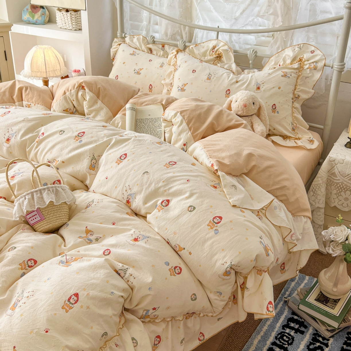 91家纺网 家纺一手货源 找家纺 （总）睡美美家纺 2026新款水洗云朵棉亲肤花边款四件套