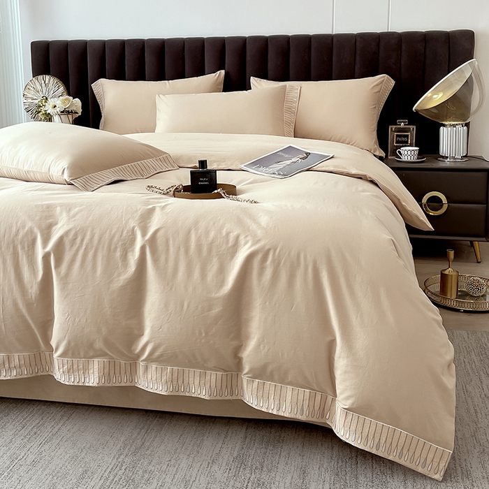 拼社家纺 2026新款A类色织全棉水洗棉四件套纯棉四件套刺绣床上用品-黛妮卡系列 黛妮卡-钛金