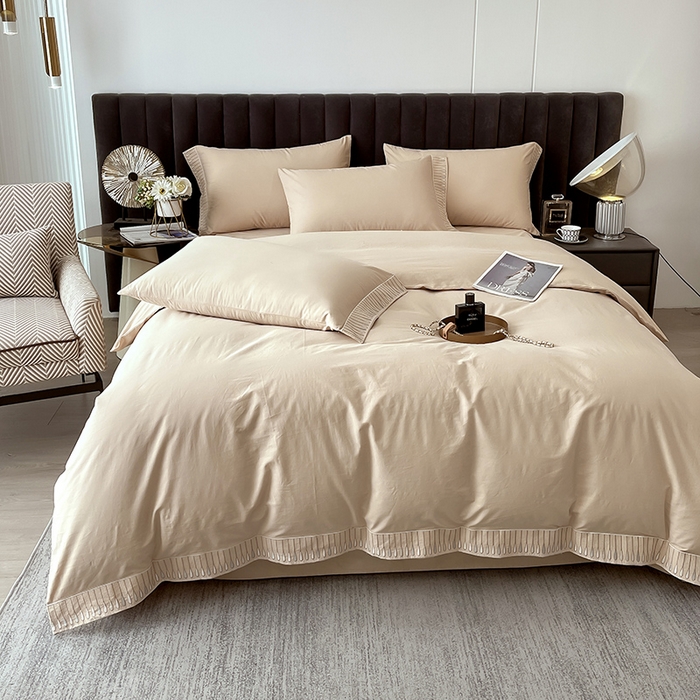 91家纺网 家纺一手货源 找家纺 拼社家纺 2026新款A类色织全棉水洗棉四件套纯棉四件套刺绣床上用品-黛妮卡系列 黛妮卡-钛金