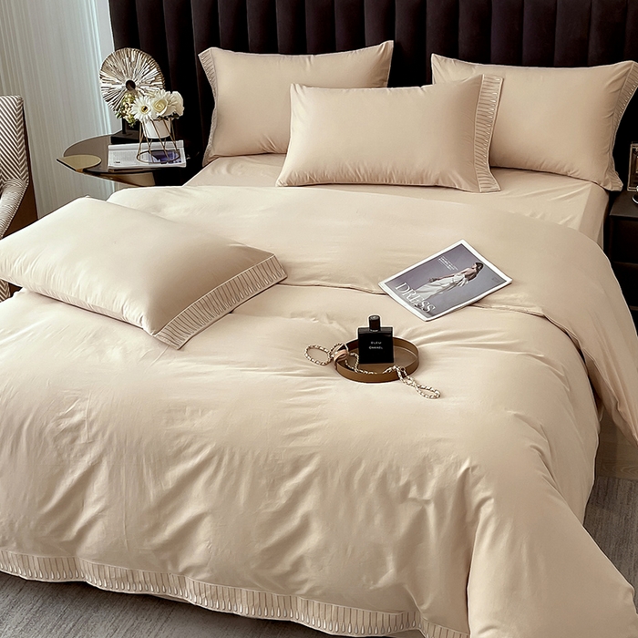 91家纺网 家纺一手货源 找家纺 拼社家纺 2026新款A类色织全棉水洗棉四件套纯棉四件套刺绣床上用品-黛妮卡系列 黛妮卡-钛金