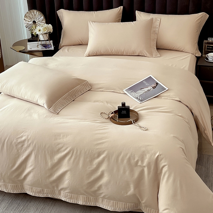 91家纺网 家纺一手货源 找家纺 拼社家纺 2026新款A类色织全棉水洗棉四件套纯棉四件套刺绣床上用品-黛妮卡系列 黛妮卡-钛金