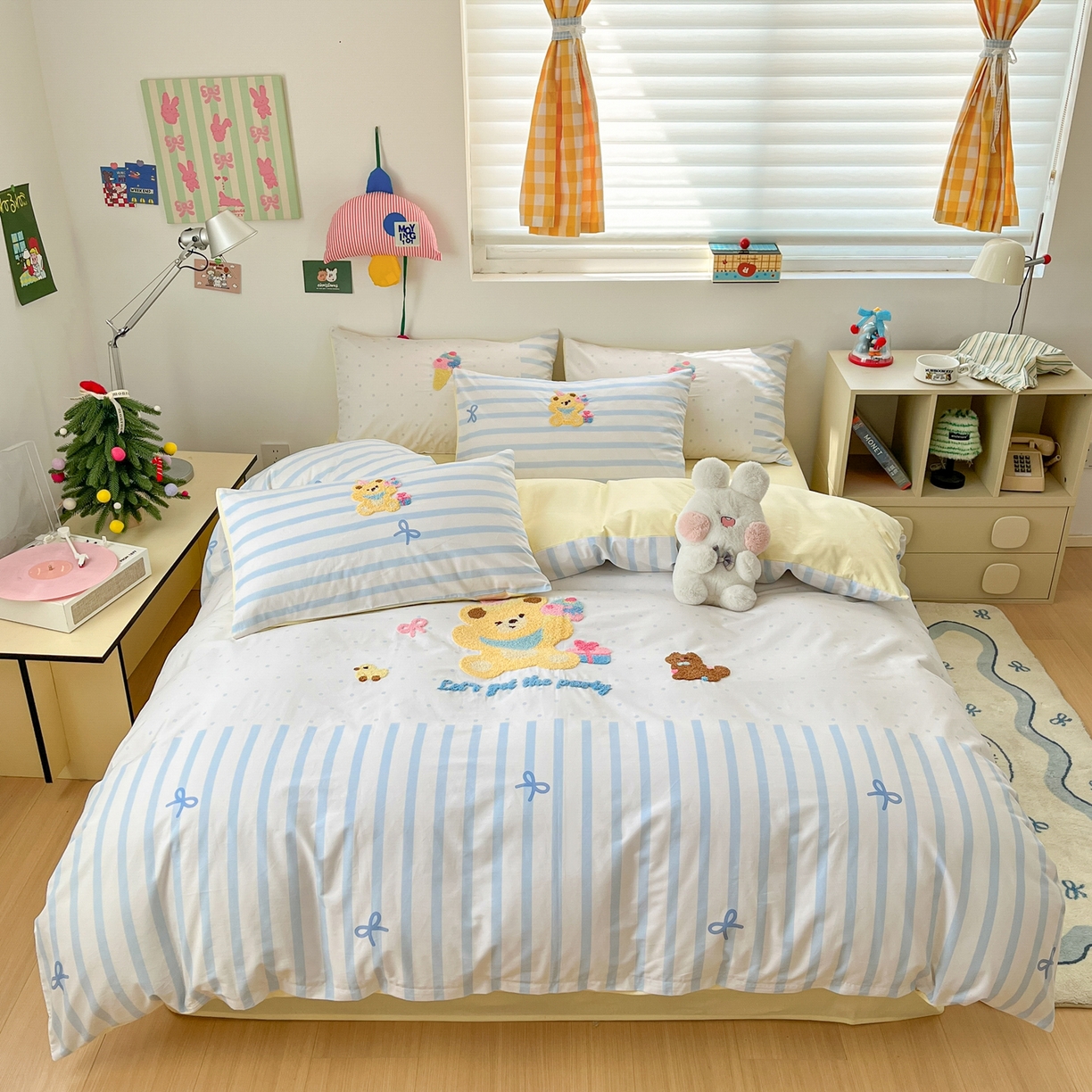 丽涵家纺 2026新款全棉纯棉数码印大版定位毛巾绣四件套 小狗冰淇淋