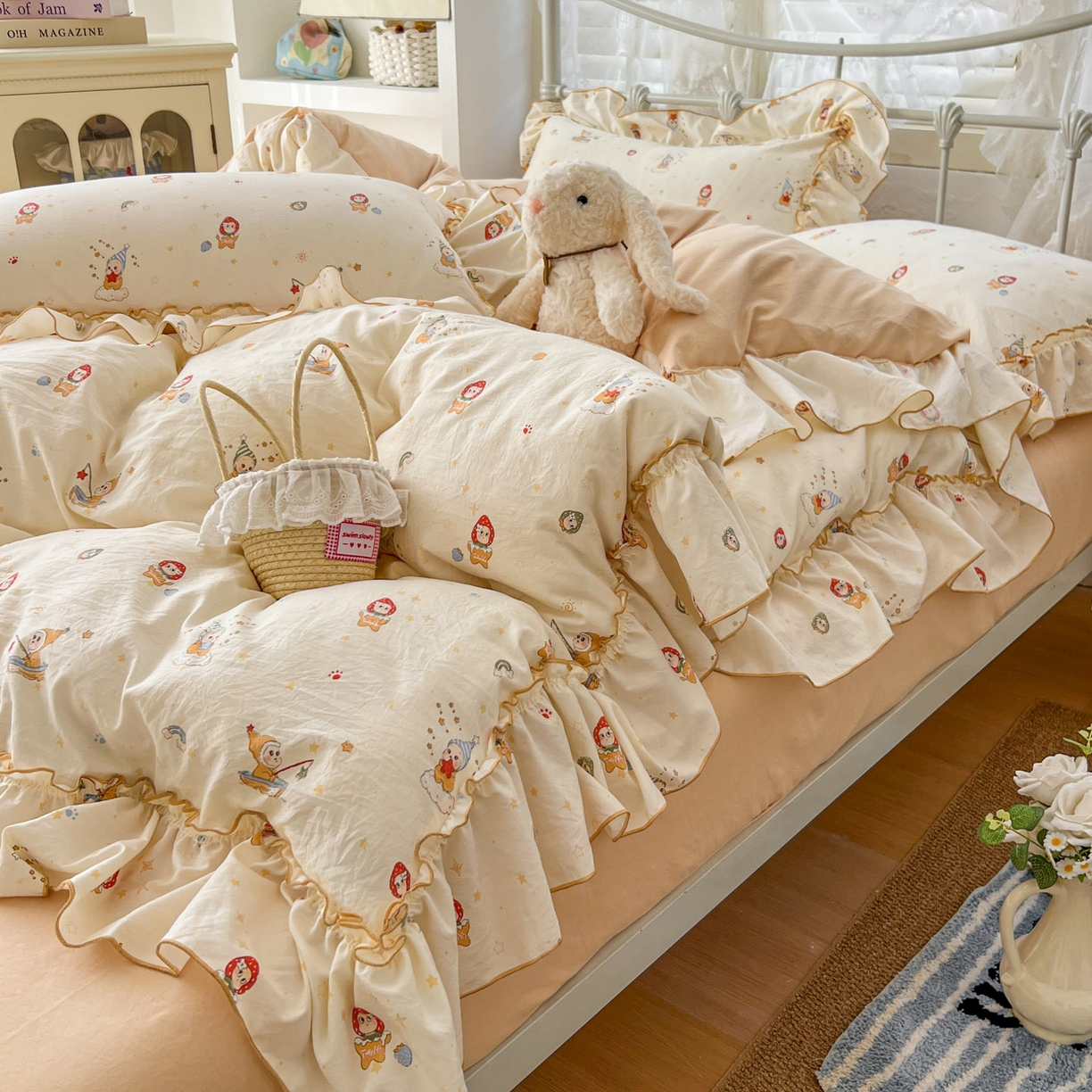 91家纺网 家纺一手货源 找家纺 （总）睡美美家纺 2026新款水洗云朵棉亲肤花边款四件套