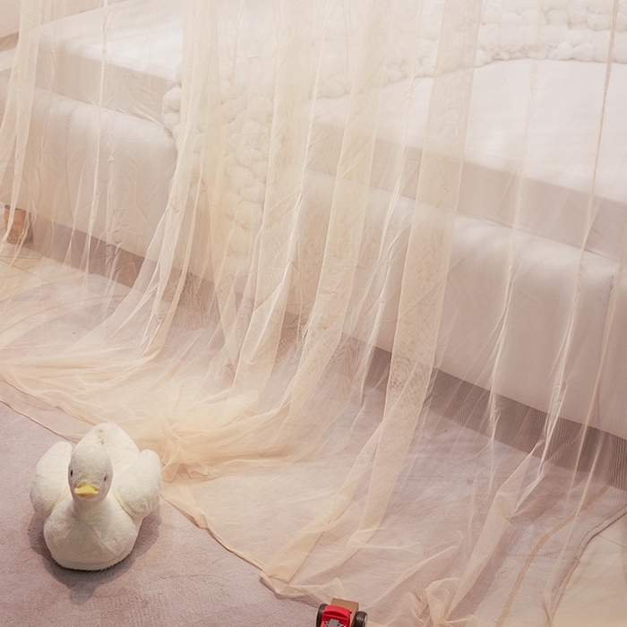 91家纺网 家纺一手货源 找家纺 青竹苑 2026新款简约落地蚊帐 落地简约-奶杏 
