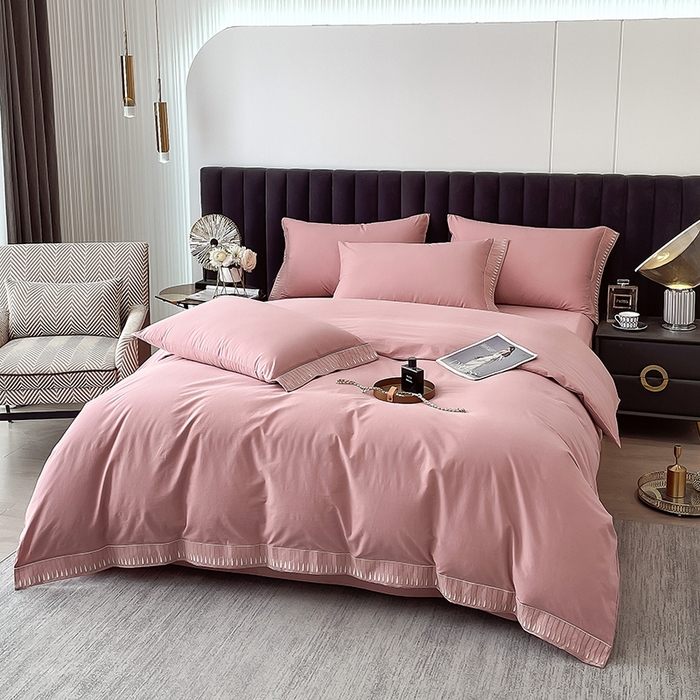 91家纺网 家纺一手货源 找家纺 拼社家纺 2026新款A类色织全棉水洗棉四件套纯棉四件套刺绣床上用品-黛妮卡系列 黛妮卡-温莎红