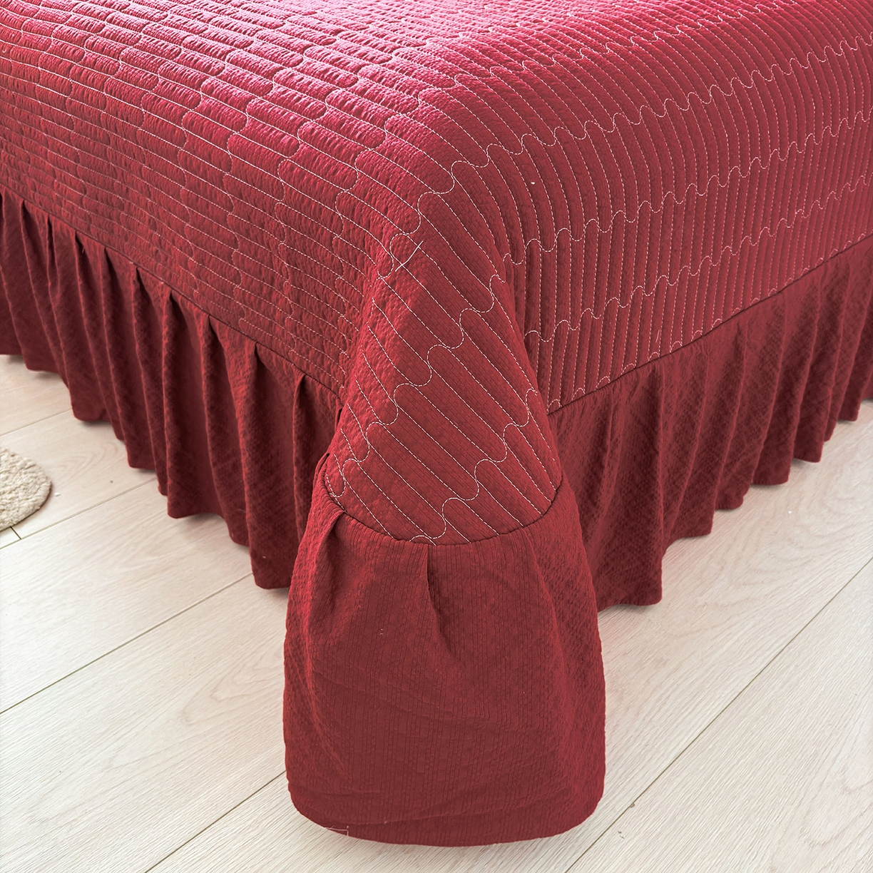 91家纺网 家纺一手货源 找家纺 （总）民新家纺 2026新款泡芙双层纱床盖款四件套