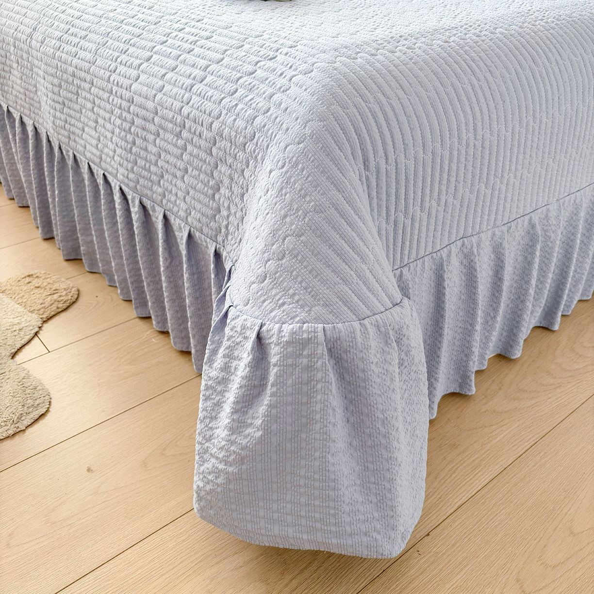 91家纺网 家纺一手货源 找家纺 民新家纺 2026新款泡芙双层纱床盖款四件套 仲夏之梦