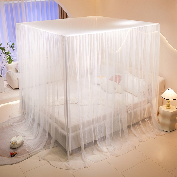 91家纺网 家纺一手货源 找家纺 青竹苑 2026新款简约落地蚊帐 落地简约-柔白 