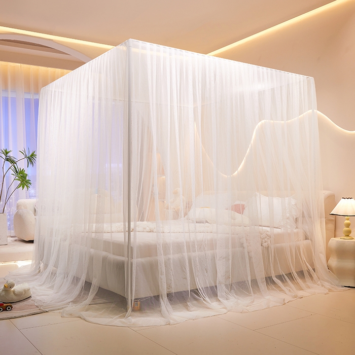 91家纺网 家纺一手货源 找家纺 青竹苑 2026新款简约落地蚊帐 落地简约-柔白 