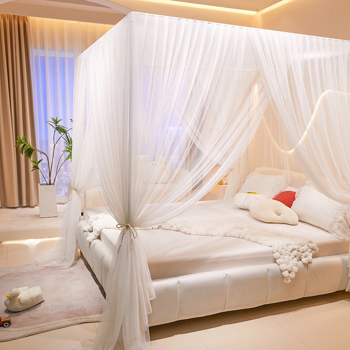 91家纺网 家纺一手货源 找家纺 青竹苑 2026新款简约落地蚊帐 落地简约-柔白 