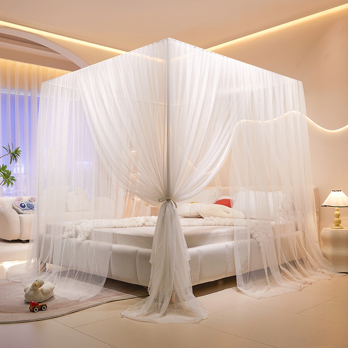 91家纺网 家纺一手货源 找家纺 青竹苑 2026新款简约落地蚊帐 落地简约-柔白 