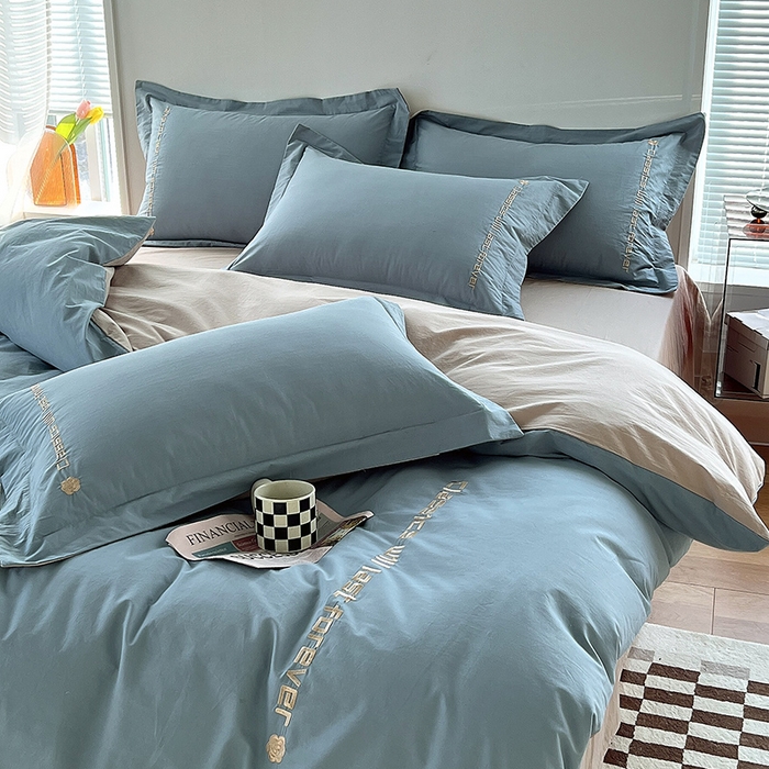 91家纺网 家纺一手货源 找家纺 （总）拼社家纺 2026新款A类色织全棉水洗棉四件套纯棉四件套刺绣床上用品-漫系列