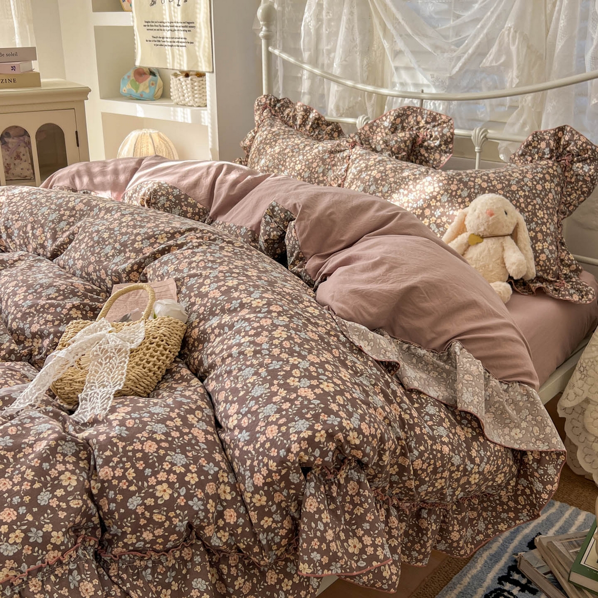 91家纺网 家纺一手货源 找家纺 睡美美家纺 2026新款水洗云朵棉亲肤花边款四件套 花序