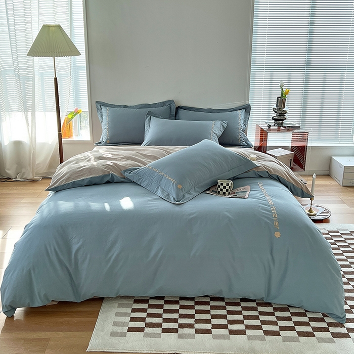 91家纺网 家纺一手货源 找家纺 （总）拼社家纺 2026新款A类色织全棉水洗棉四件套纯棉四件套刺绣床上用品-漫系列