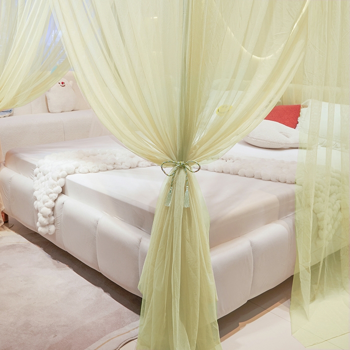 91家纺网 家纺一手货源 找家纺 青竹苑 2026新款简约落地蚊帐 落地简约-鼠尾草绿 