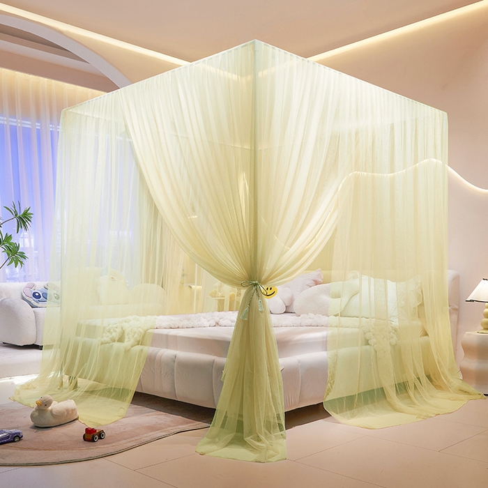 91家纺网 家纺一手货源 找家纺 青竹苑 2026新款简约落地蚊帐 落地简约-鼠尾草绿 