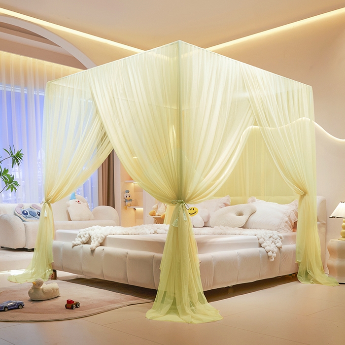 91家纺网 家纺一手货源 找家纺 青竹苑 2026新款简约落地蚊帐 落地简约-鼠尾草绿 