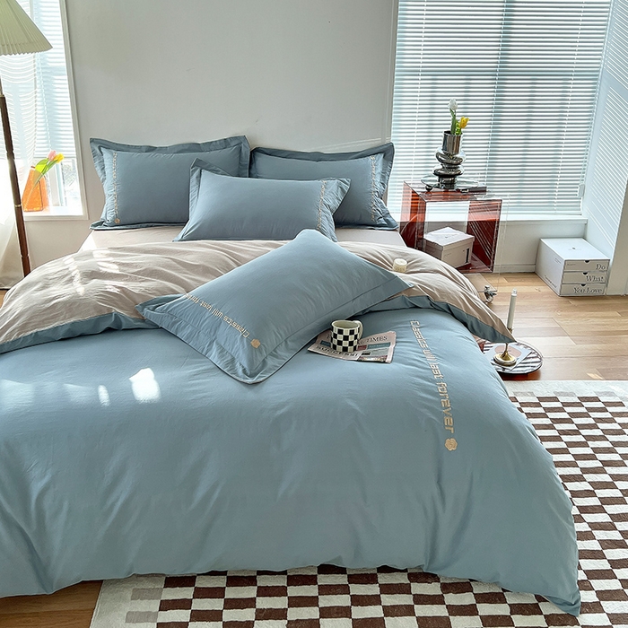 91家纺网 家纺一手货源 找家纺 （总）拼社家纺 2026新款A类色织全棉水洗棉四件套纯棉四件套刺绣床上用品-漫系列