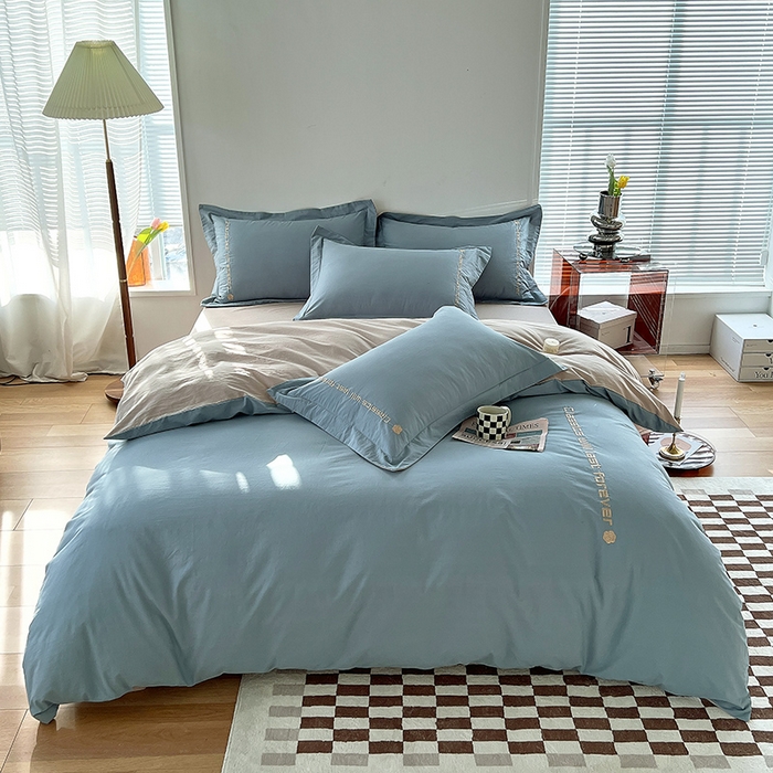 91家纺网 家纺一手货源 找家纺 （总）拼社家纺 2026新款A类色织全棉水洗棉四件套纯棉四件套刺绣床上用品-漫系列