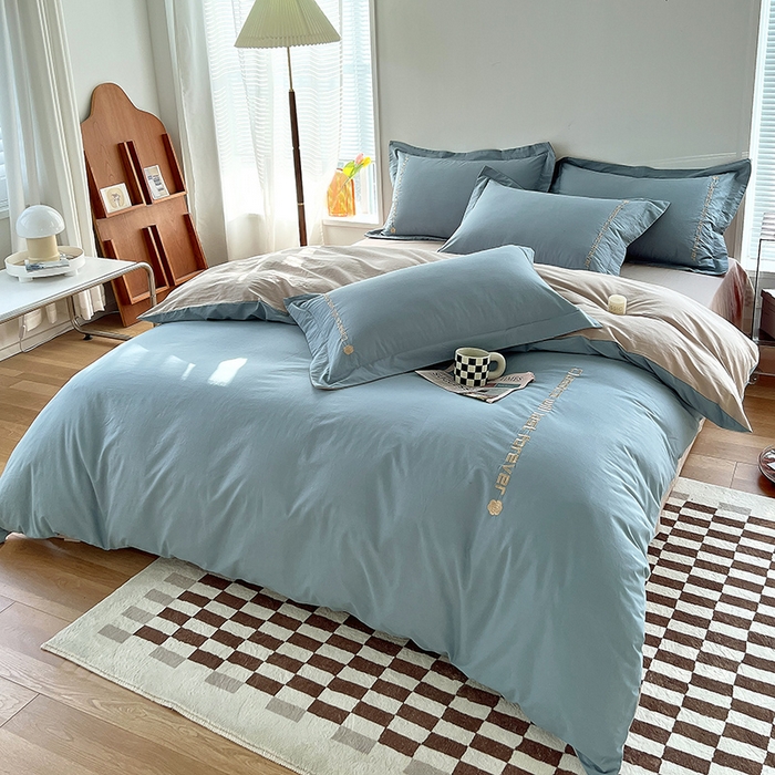 91家纺网 家纺一手货源 找家纺 （总）拼社家纺 2026新款A类色织全棉水洗棉四件套纯棉四件套刺绣床上用品-漫系列