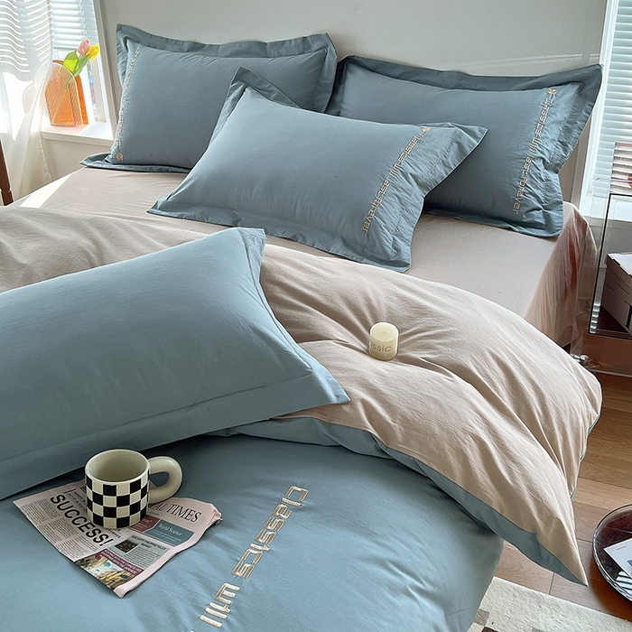 91家纺网 家纺一手货源 找家纺 （总）拼社家纺 2026新款A类色织全棉水洗棉四件套纯棉四件套刺绣床上用品-漫系列