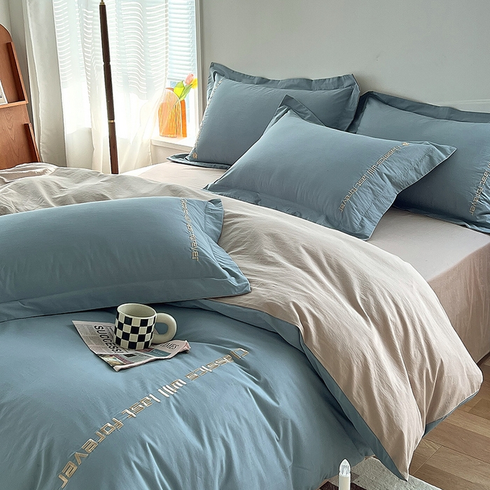 91家纺网 家纺一手货源 找家纺 （总）拼社家纺 2026新款A类色织全棉水洗棉四件套纯棉四件套刺绣床上用品-漫系列