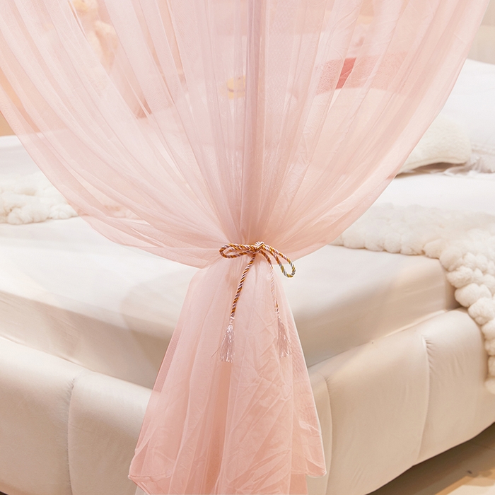 91家纺网 家纺一手货源 找家纺 青竹苑 2026新款简约落地蚊帐 落地简约-樱花粉 