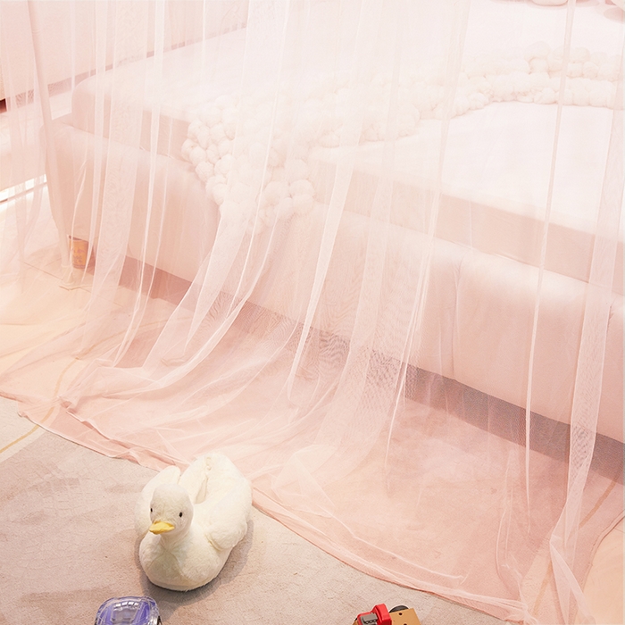 91家纺网 家纺一手货源 找家纺 青竹苑 2026新款简约落地蚊帐 落地简约-樱花粉 