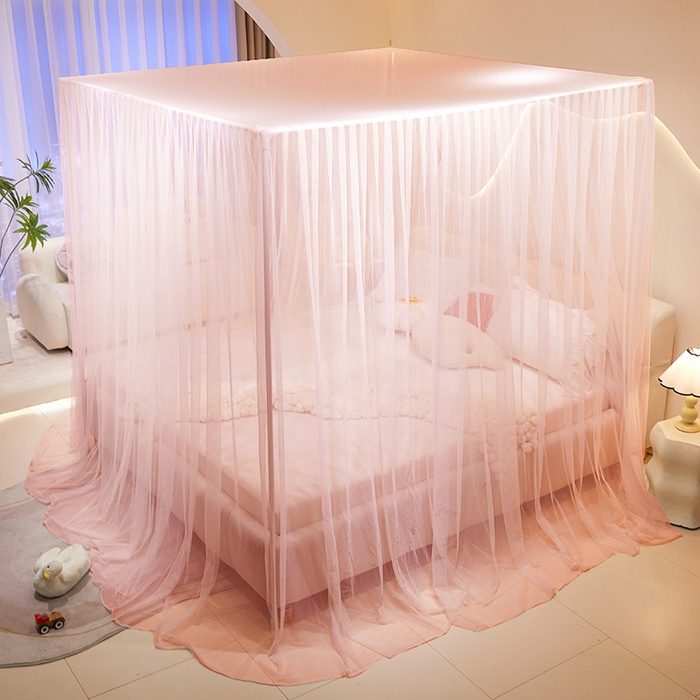 91家纺网 家纺一手货源 找家纺 青竹苑 2026新款简约落地蚊帐 落地简约-樱花粉 