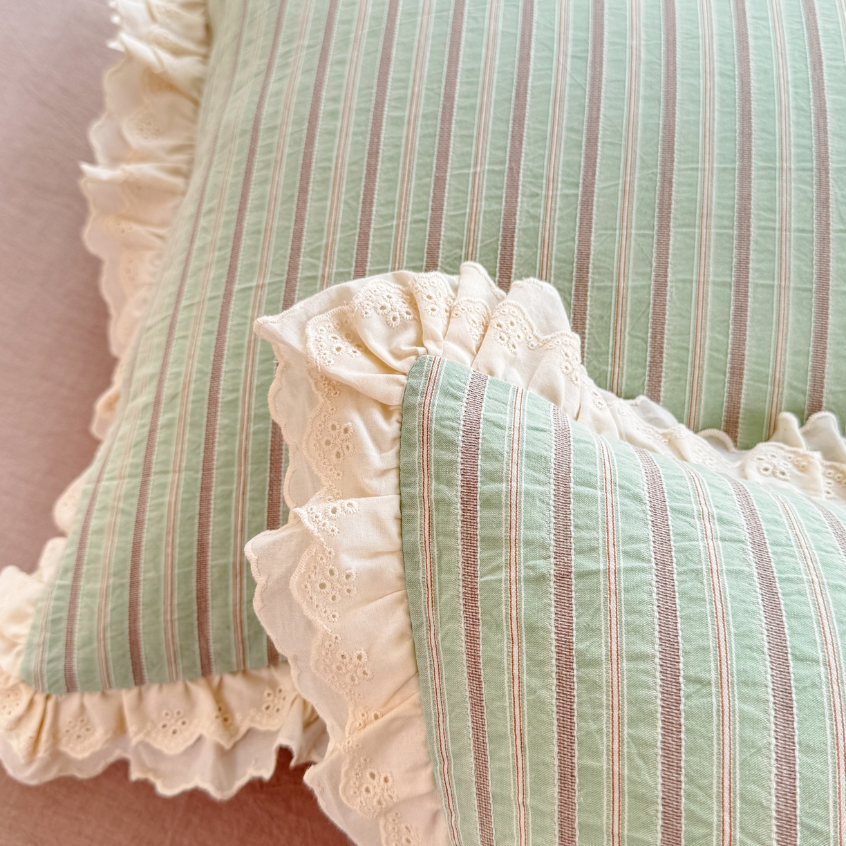 91家纺网 家纺一手货源 找家纺 仰望棉麻双层纱供应链 2026春夏新款全棉纯棉色织提花四件套-麦香麦香-绿色