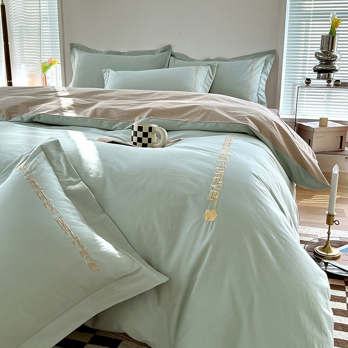 91家纺网 家纺一手货源 找家纺 （总）拼社家纺 2026新款A类色织全棉水洗棉四件套纯棉四件套刺绣床上用品-漫系列