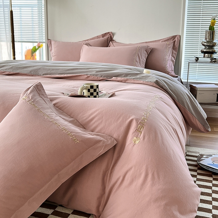 91家纺网 家纺一手货源 找家纺 （总）拼社家纺 2026新款A类色织全棉水洗棉四件套纯棉四件套刺绣床上用品-漫系列