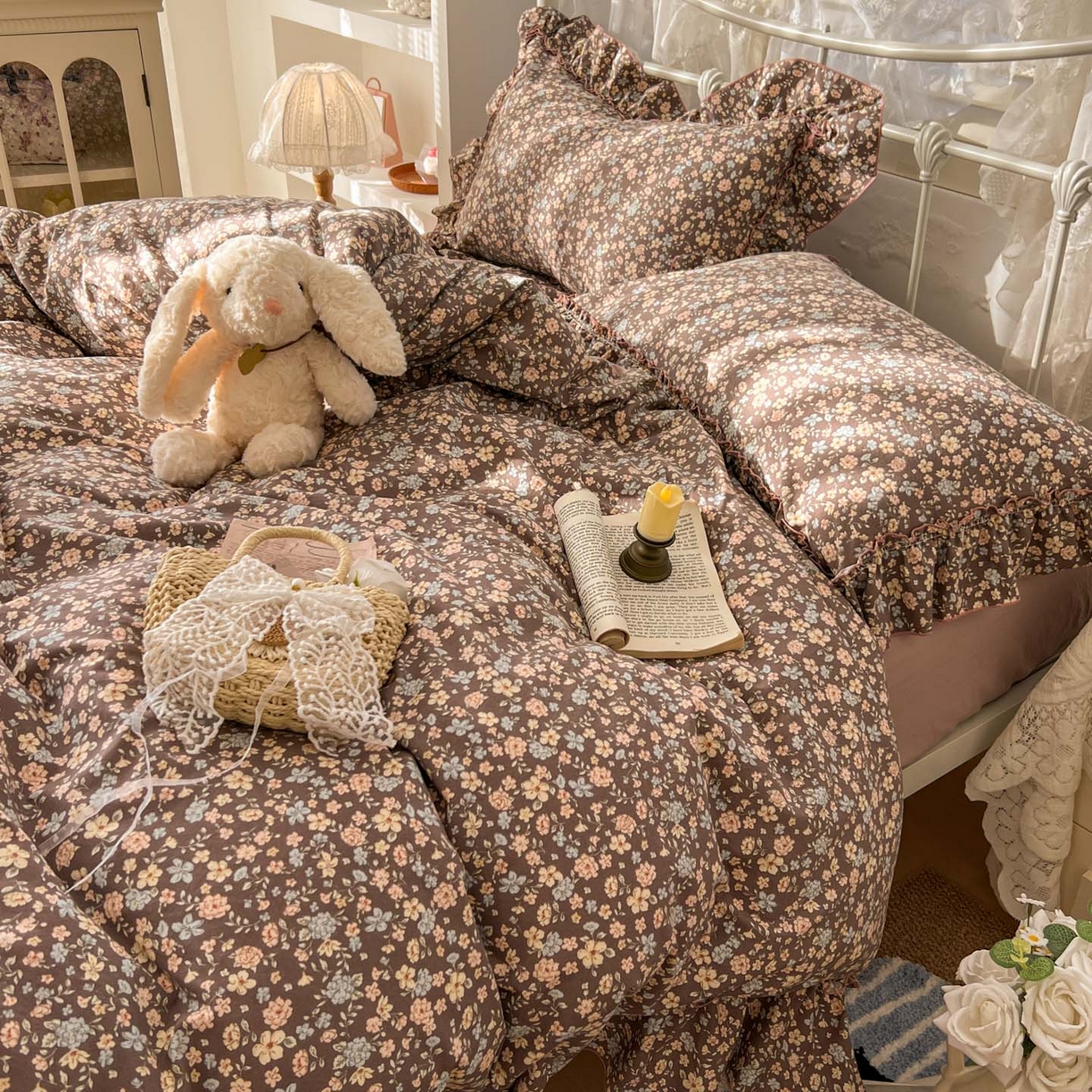 91家纺网 家纺一手货源 找家纺 睡美美家纺 2026新款水洗云朵棉亲肤花边款四件套 花序