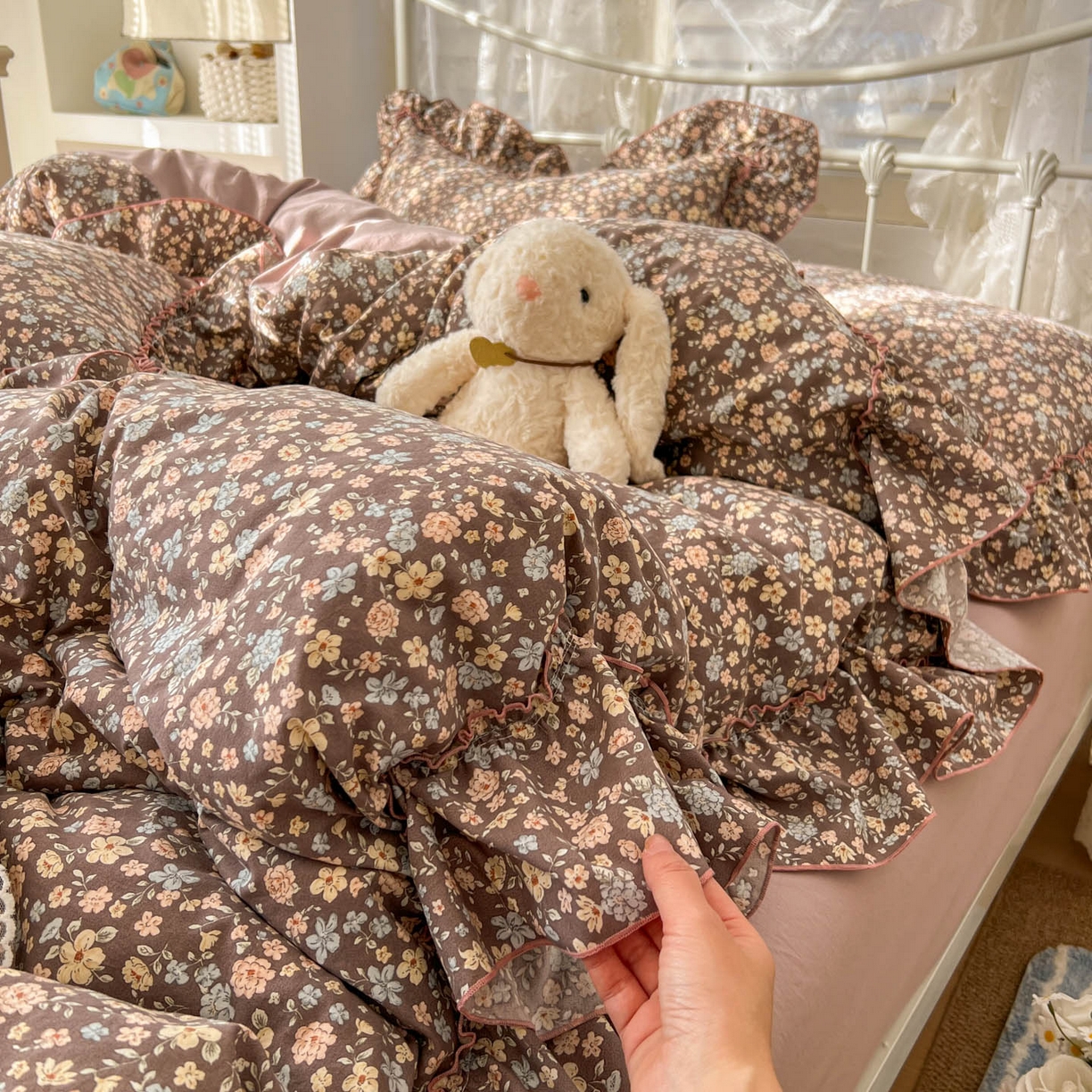 91家纺网 家纺一手货源 找家纺 睡美美家纺 2026新款水洗云朵棉亲肤花边款四件套 花序