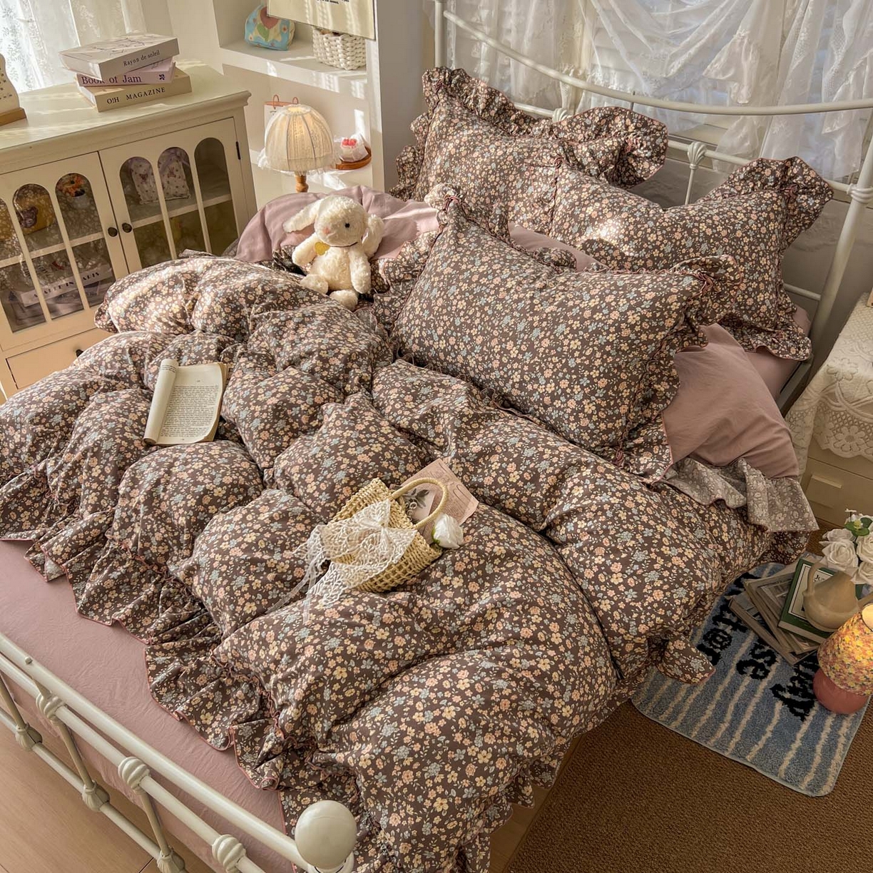 91家纺网 家纺一手货源 找家纺 睡美美家纺 2026新款水洗云朵棉亲肤花边款四件套 花序