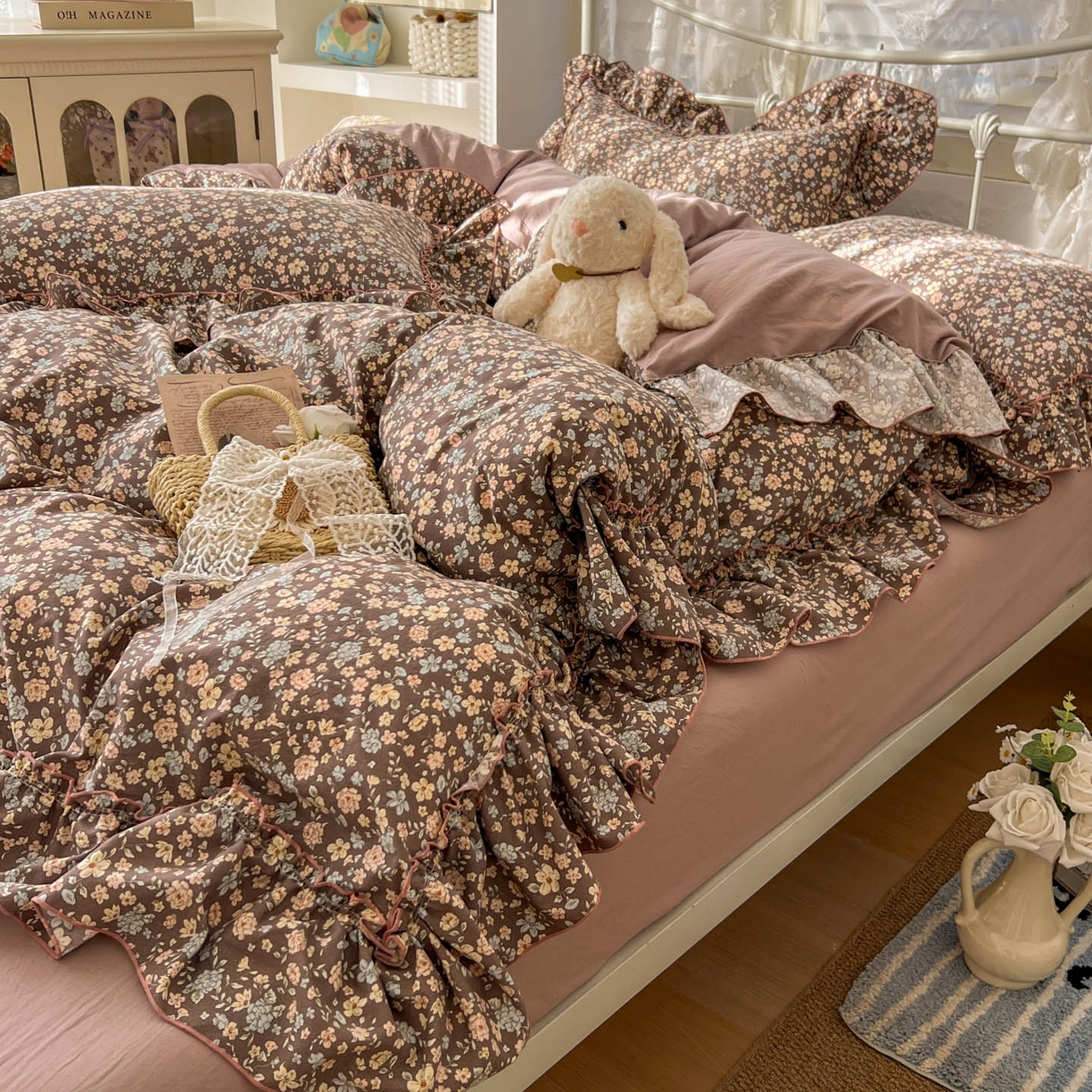 91家纺网 家纺一手货源 找家纺 睡美美家纺 2026新款水洗云朵棉亲肤花边款四件套 花序