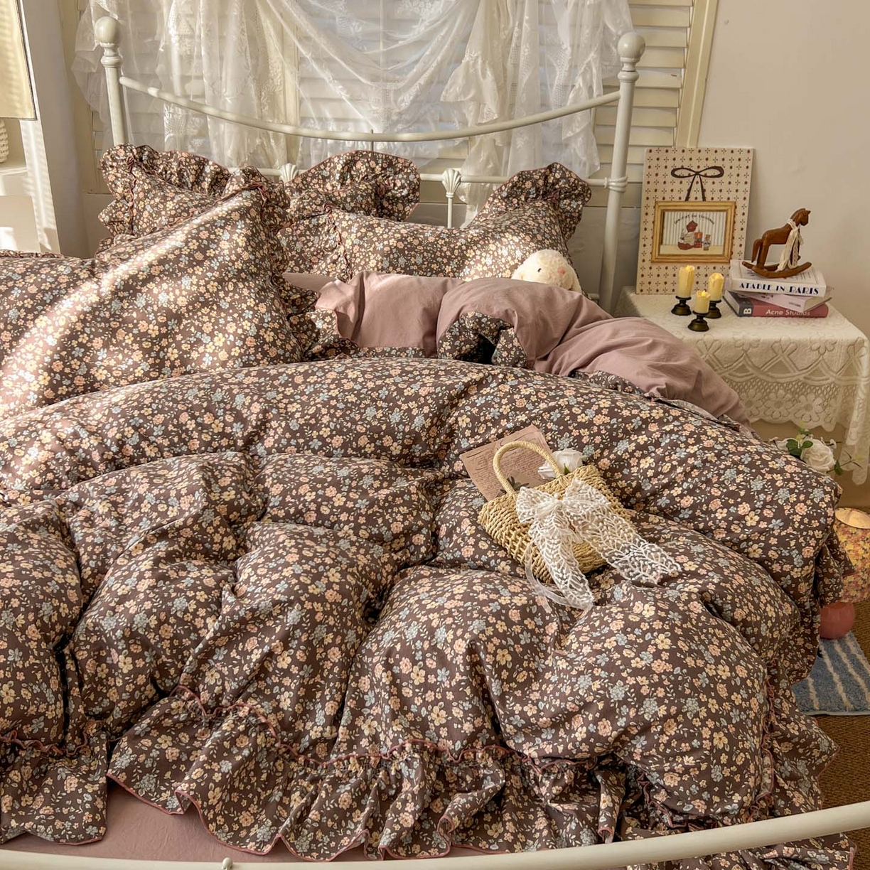 91家纺网 家纺一手货源 找家纺 睡美美家纺 2026新款水洗云朵棉亲肤花边款四件套 花序