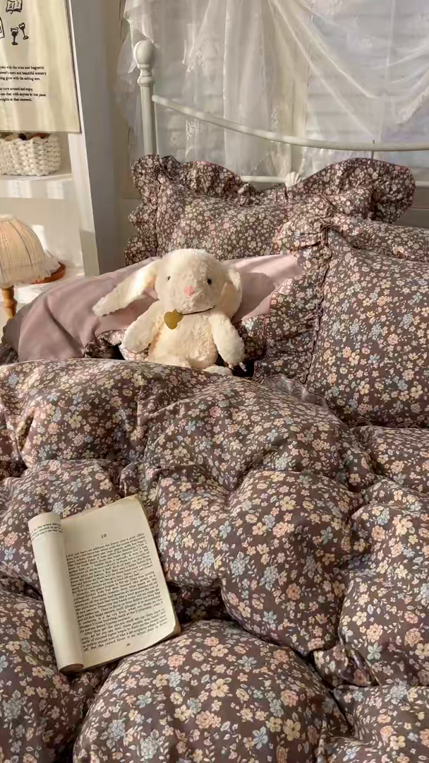 91家纺网 家纺一手货源 找家纺 睡美美家纺 2026新款水洗云朵棉亲肤花边款四件套 花序