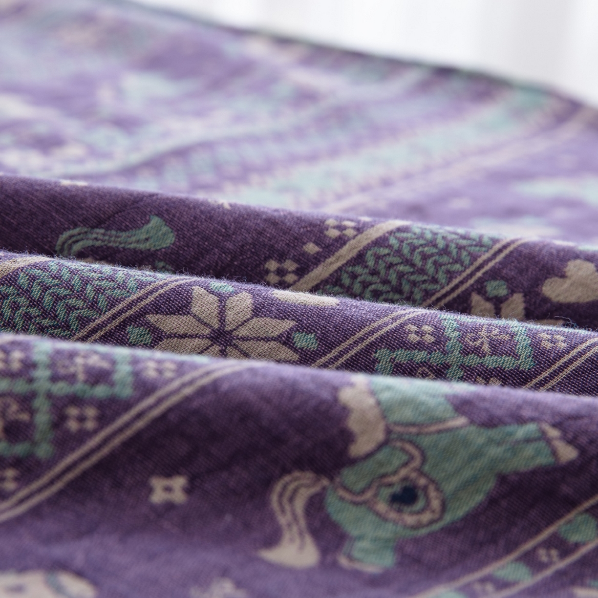 91家纺网 家纺一手货源 找家纺 （总）仰望棉麻双层纱供应链 2026春夏新款全棉纯棉色织提花双层纱纽扣款四件套