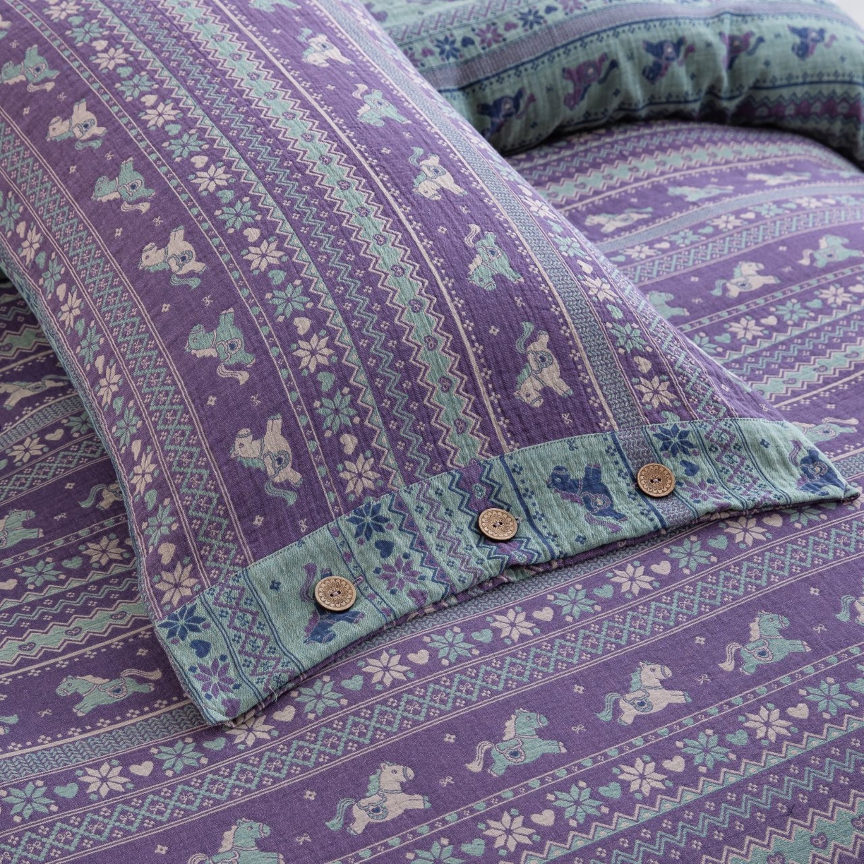 91家纺网 家纺一手货源 找家纺 （总）仰望棉麻双层纱供应链 2026春夏新款全棉纯棉色织提花双层纱纽扣款四件套