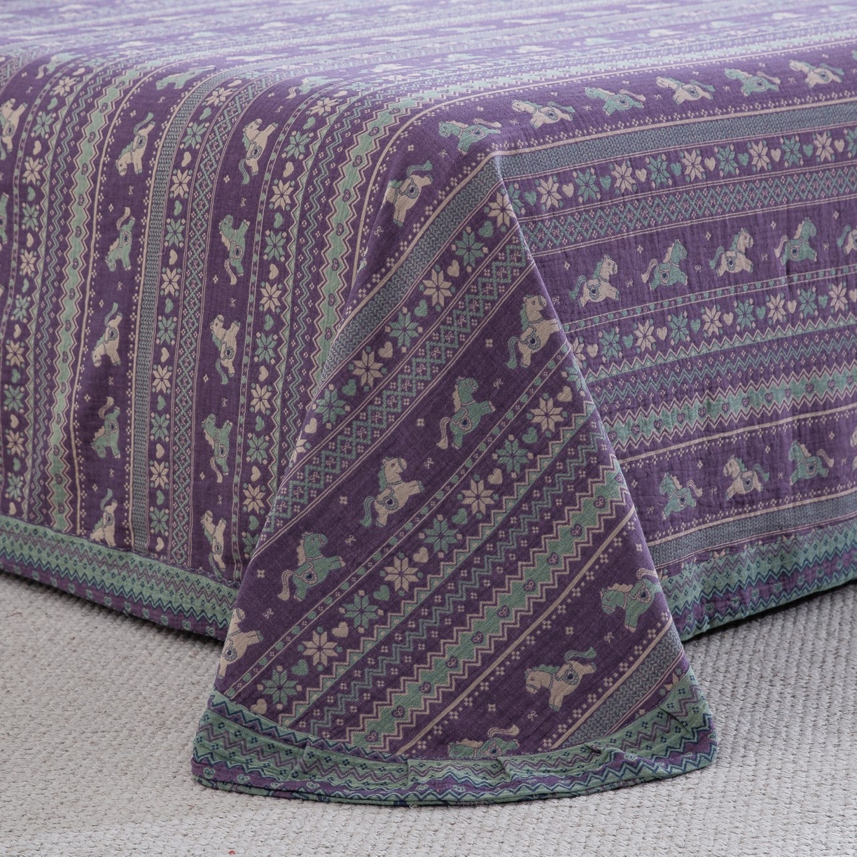 91家纺网 家纺一手货源 找家纺 （总）仰望棉麻双层纱供应链 2026春夏新款全棉纯棉色织提花双层纱纽扣款四件套