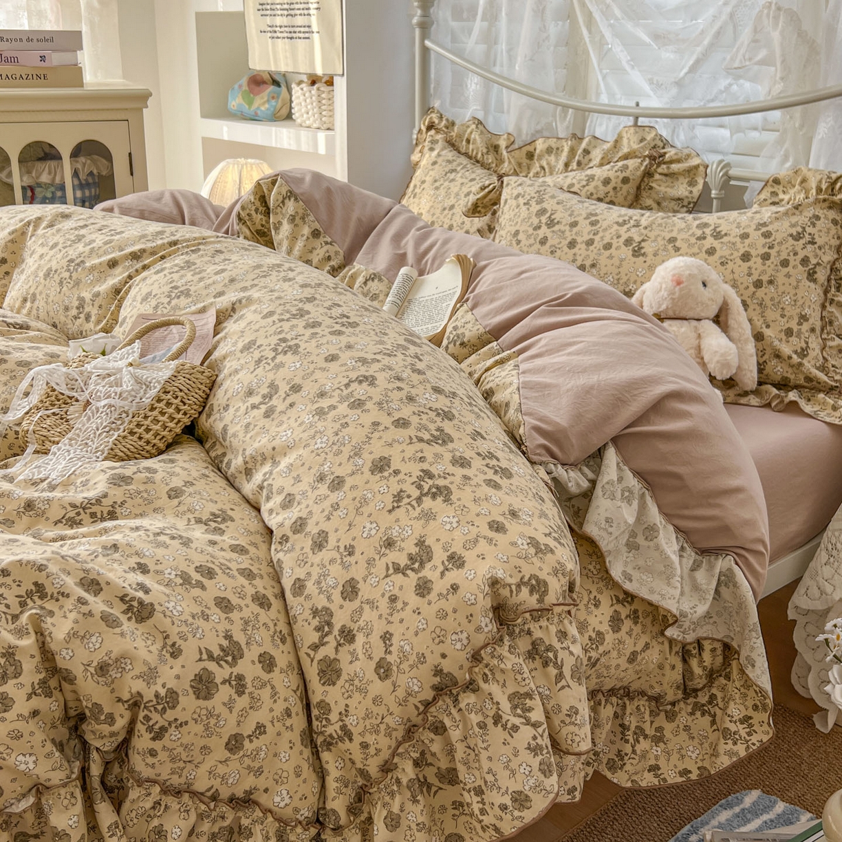 91家纺网 家纺一手货源 找家纺 睡美美家纺 2026新款水洗云朵棉亲肤花边款四件套 田园