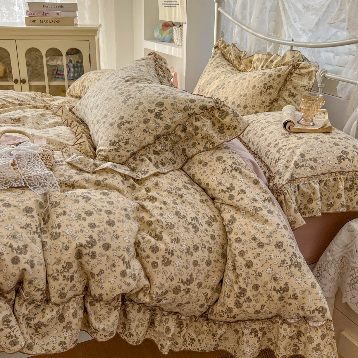 91家纺网 家纺一手货源 找家纺 睡美美家纺 2026新款水洗云朵棉亲肤花边款四件套 田园