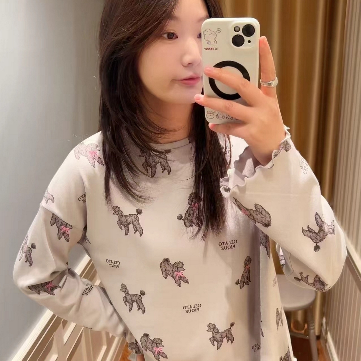 91家纺网 家纺一手货源 找家纺 妍景家居生活馆 2026新款混纺-满印贵宾犬套装 灰色