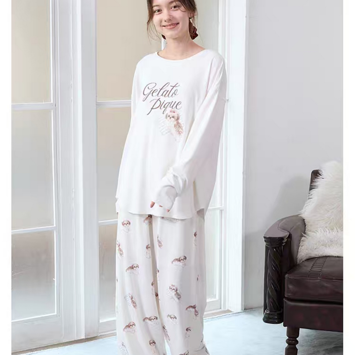 91家纺网 家纺一手货源 找家纺 妍景家居生活馆 2026新款抱枕西施小狗套装 白色